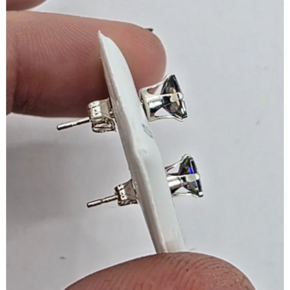 Mystic Topaz Princess Prong Sterling Silver 925 Stud Earrings 1.25 Carats NWOT